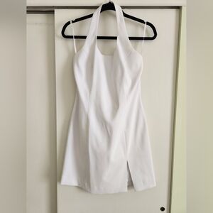 Cache Sleeveless White Halter Mini Dress - Size 6